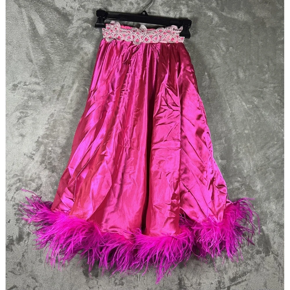 Weissman dance costume Skirt Only child small SC Sequins Feathers‎ Pink Bow Solo